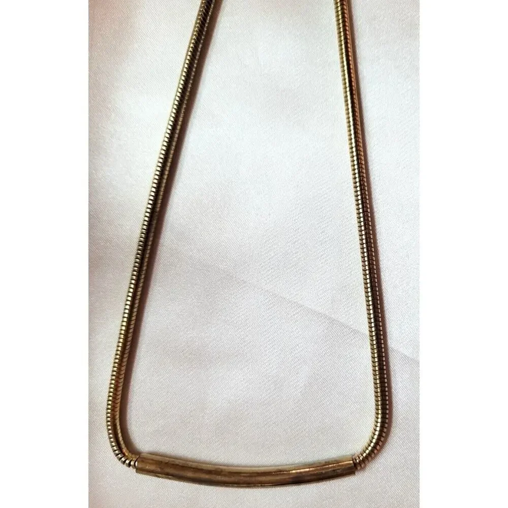 Lot 5 Vtg Retro Goldtone Necklaces Slinky Chain Fringe Open Metal Bib Y2K 90s